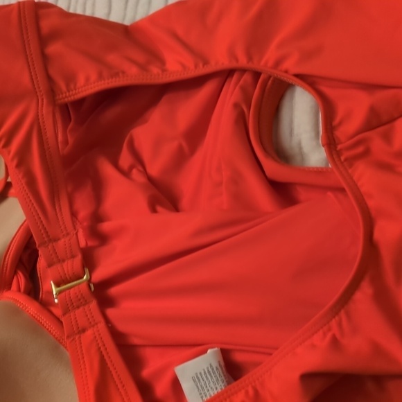 La Blanca Push Up One Piece Bathing Suit Vibrant Orange Swim Wear Size 14 - Picture 9 of 15